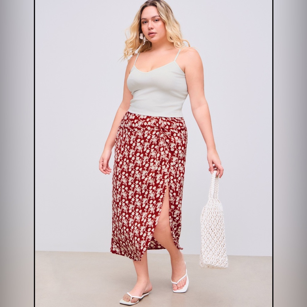CIDER FLORAL TWIST SPLIT MAXI SKIRT